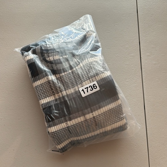 Theory Empire Wool Stripe Midi Dress Sweater Knit Dress - Picture 16 of 16